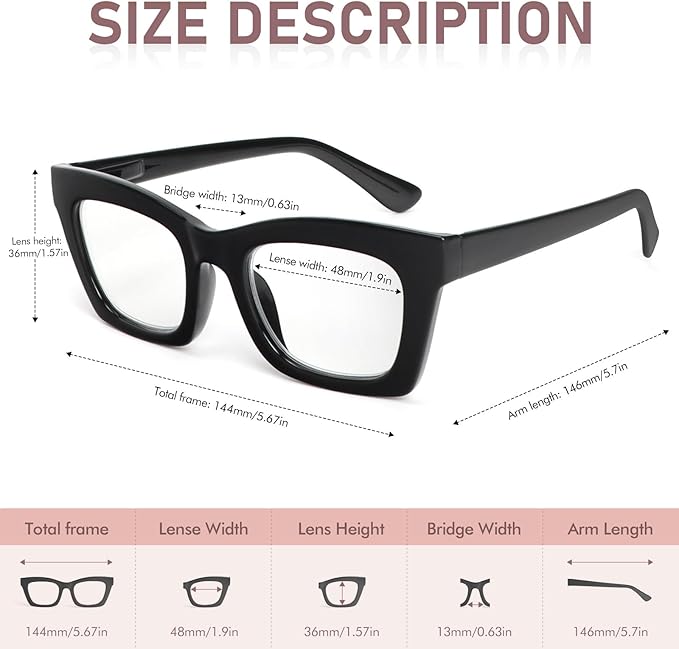 REAVEE Oprah Style Reading Glasses for Women, Blue Light Blocking Stylish Oversized Computer Readers Spring Hinge