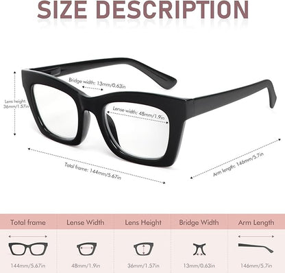 REAVEE Oprah Style Reading Glasses for Women, Blue Light Blocking Stylish Oversized Computer Readers Spring Hinge