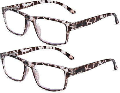 2 Pack Reading Glasses, Leopard Frames Blue Light Blocking Readers,Filter UV Ray/Glare Computer Reading Glasses, Lightweight Spring Hinges Eyeglasses for Women Men(2-pack Leopard,3.5)