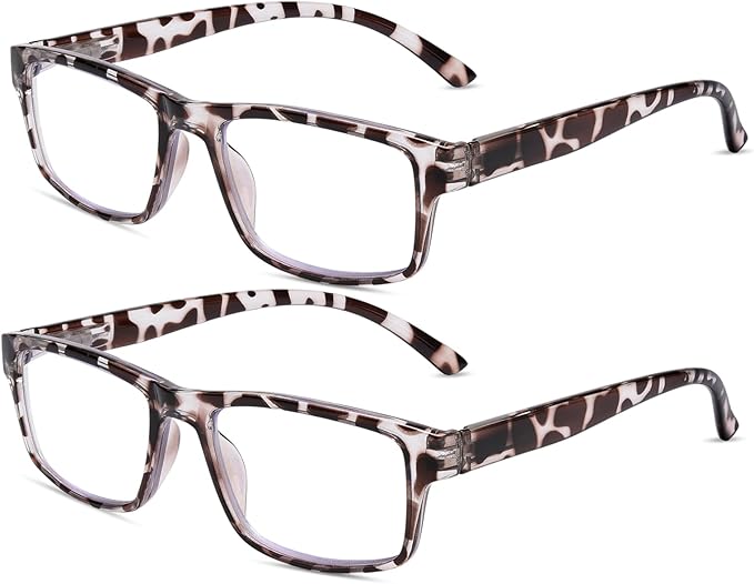 2 Pack Reading Glasses, Leopard Frames Blue Light Blocking Readers,Filter UV Ray/Glare Computer Reading Glasses, Lightweight Spring Hinges Eyeglasses for Women Men(2-pack Leopard,2.25)