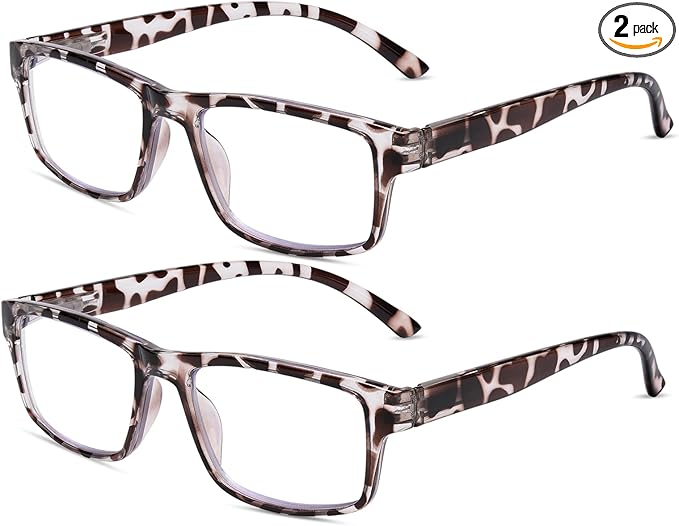 2 Pack Reading Glasses, Leopard Frames Blue Light Blocking Readers,Filter UV Ray/Glare Computer Reading Glasses, Lightweight Spring Hinges Eyeglasses for Women Men(2-pack Leopard,2.5)