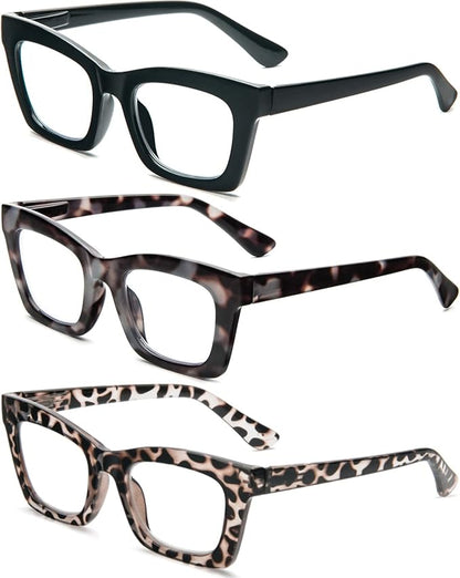 REAVEE Oprah Style Reading Glasses for Women, Blue Light Blocking Stylish Oversized Computer Readers Spring Hinge