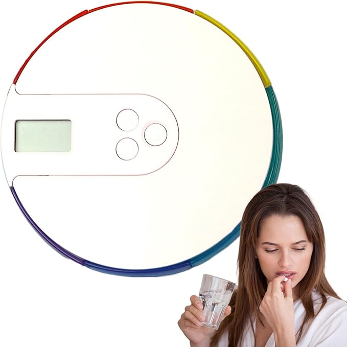 Automatic Pill Dispenser - Digital Pill Organizer with Timer Alarm, Medication Storage Box | 7-Day Tablet Container, Electronic Pills Reminder with 4 Alarms Daily for Seniors Home Care Travel