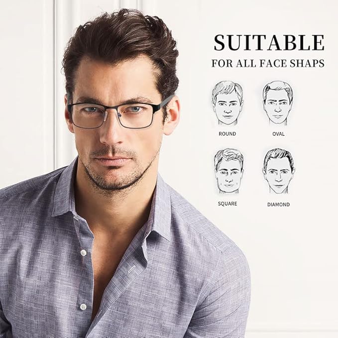 Reading Glasses for Men - 3 Pack Blue Light Blocking Men's Metal Readers