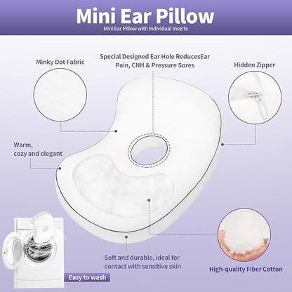 Ear Piercing Pillow - Side Sleeper Support with 3.5" Ear Hole Relief, Hypoallergenic Velvet Orthopedic Pillow for Healing Piercings