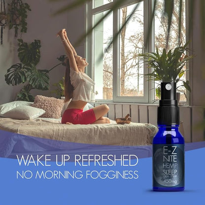 Hemp Sleep Spray with Melatonin L-Theanine Valerian Root Magnesium | Fast Acting Non-Habit Forming Non-GMO, Gluten Free, Natural Sleep Aid