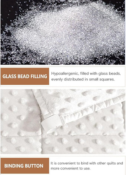 Weighted Blanket with Plush, Single Double Heavy Blanket with Premium Glass Bead All-Season Even Weight Distribution Therapy Blanket A/B Double Side 36x48 5lbs