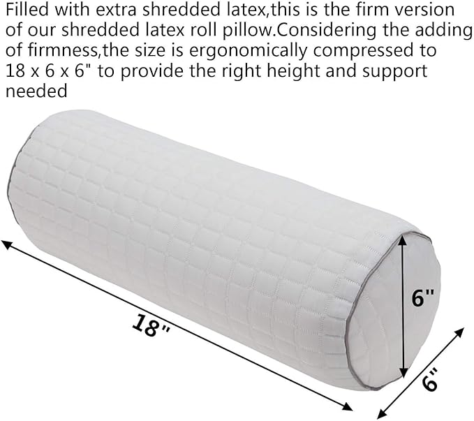 Kingnex Bolster Roll Pillow for Sleeping on Back or Side Under Knee to Relief Lower Back Pain Between Legs for Side Sleepers Cylinder Pillow with Removable Cooling Cover 18x6