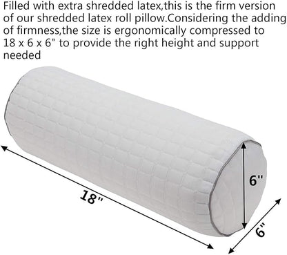 Kingnex Bolster Roll Pillow for Sleeping on Back or Side Under Knee to Relief Lower Back Pain Between Legs for Side Sleepers Cylinder Pillow with Removable Cooling Cover 18x6