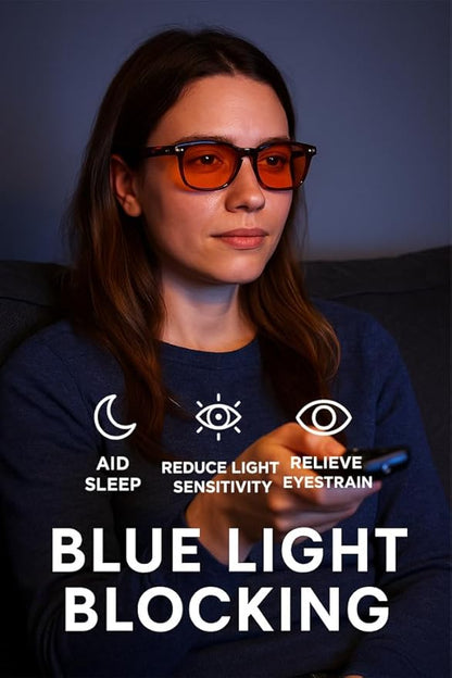 Vyzia Blue Light Blocking Glasses For Computer Use, Gaming, Nighttime Reading - Improve Sleep, Reduce Eyestrain, Anti-Glare, UV Protection, Light Sensitivity and Migraine Relief For Women and Men