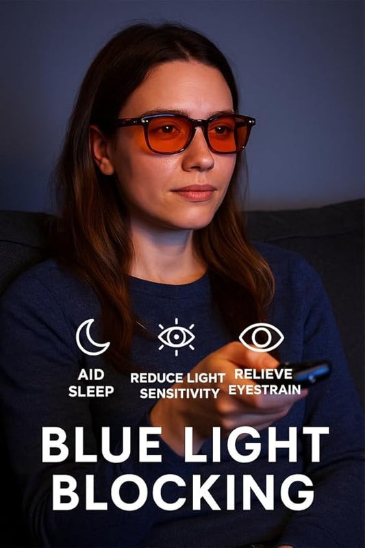 Vyzia Blue Light Blocking Glasses For Computer Use, Gaming, Nighttime Reading - Improve Sleep, Reduce Eyestrain, Anti-Glare, UV Protection, Light Sensitivity and Migraine Relief For Women and Men