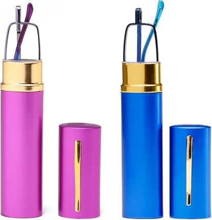 Blue Light Blocking Reading Glasses - Slim Pocket Readers with Pen Clip Case Mini Lightweight Readers