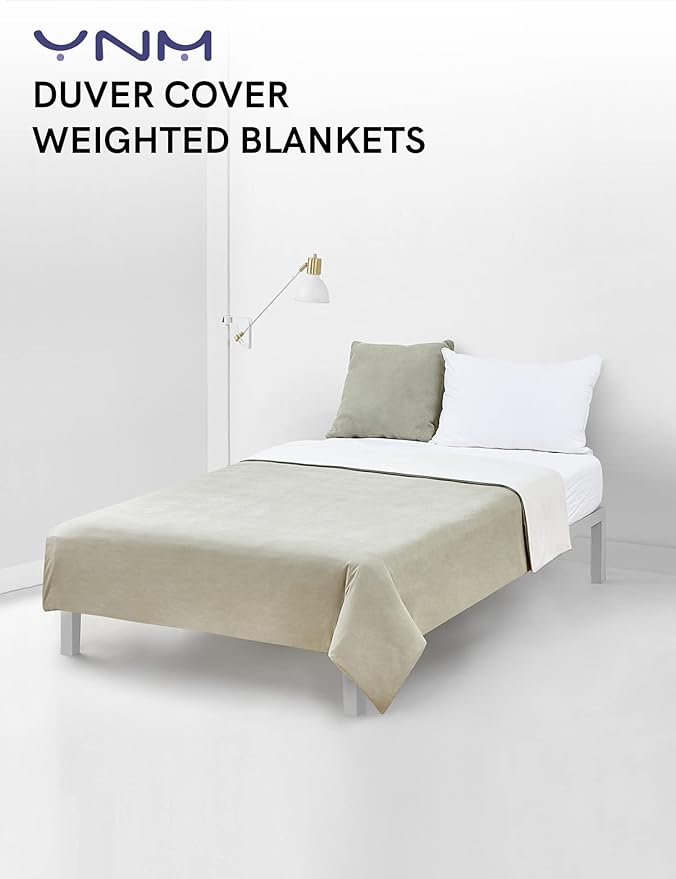YnM Cotton/Polyester Duvet Cover for Weighted Blankets (Avocado/White Reversible, 48''x72'')
