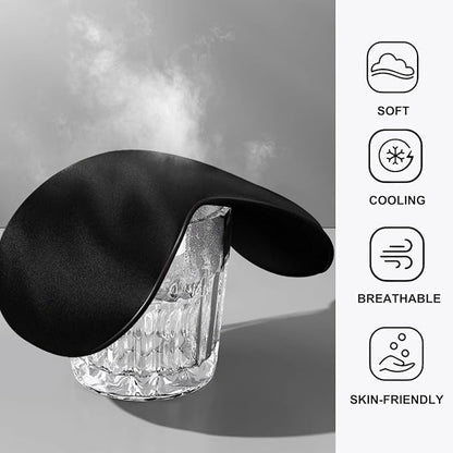 Silk Satin Sleeping Eye Mask, Black Sleep Eye Mask Night Blindfold for Women and Men, Soft Breathable Blackout Eyeshade Eye Cover for Travel, Wedding Bridesmaid Gift