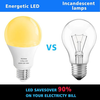 3 Way LED Light Bulbs 2 Pack, 3 Way Light Bulbs 30 70 100 Soft White 3000K,E26 Medium Base A19 Three Way Light Bulb, Indoor 3way Bulb for Reading