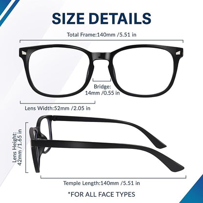 Blue Light Glasses for Woman Men | 99% Blue Light Blocking Glasses for Computer Gaming TV Phone Screen Square Frame | Anti Eyestrain & UV Glare Protection - 5 Pair