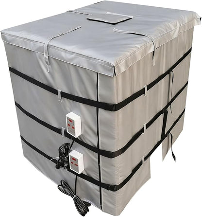 IBC Tote Heater Blanket, IBC Tote Heating Jacket, Smart Temperature Control up to 200°C, 1000L, IBC Tote Blanket with Thermostat, for Petroleum, Chemical, Food Processing Grey