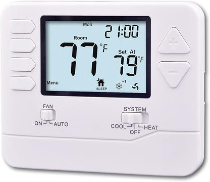 5-1-1 Day Programmable Thermostat for Home Conventional Single or Multistage Systems, up to 2 Heat/ 2 Cool, (with White Backlight)