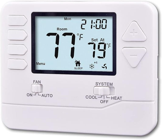 5-1-1 Day Programmable Thermostat for Home Conventional Single or Multistage Systems, up to 2 Heat/ 2 Cool, (with White Backlight)