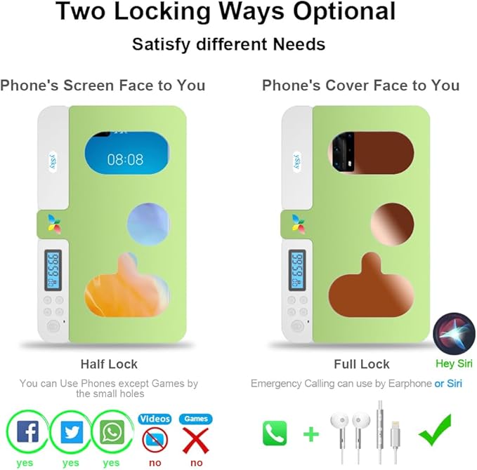 ySky Portable Phone Lock Box with Timer for iPhone and Android Phones, Self-Control Timed Phone Jail Locker to Help Kids,Students, Adults Focus Back, Unplug from Phones Boost Your Mental Wellness
