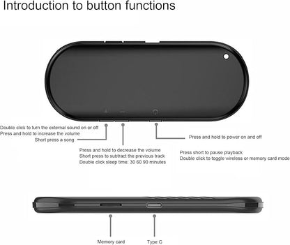 Under Pillow Speaker Bone Conduction Stereo, Multifunction Stereo Deep Bass Mini Bluetooth Conduction Speaker for Sleeping, Mini Portable Pillow Speaker for Sleep Aid Under Sleep Pillow