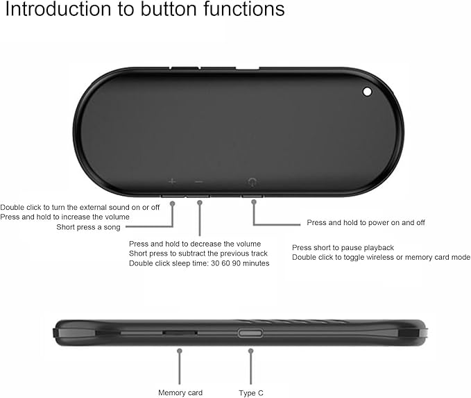 Dpofirs Pillow Speaker Bluetooth Sleep Headphones for Man and Women, Mini Deep Bass Stereo Conduction Pillow Speaker for Home Travel Sunbathing Camping Solutions for Insomnia