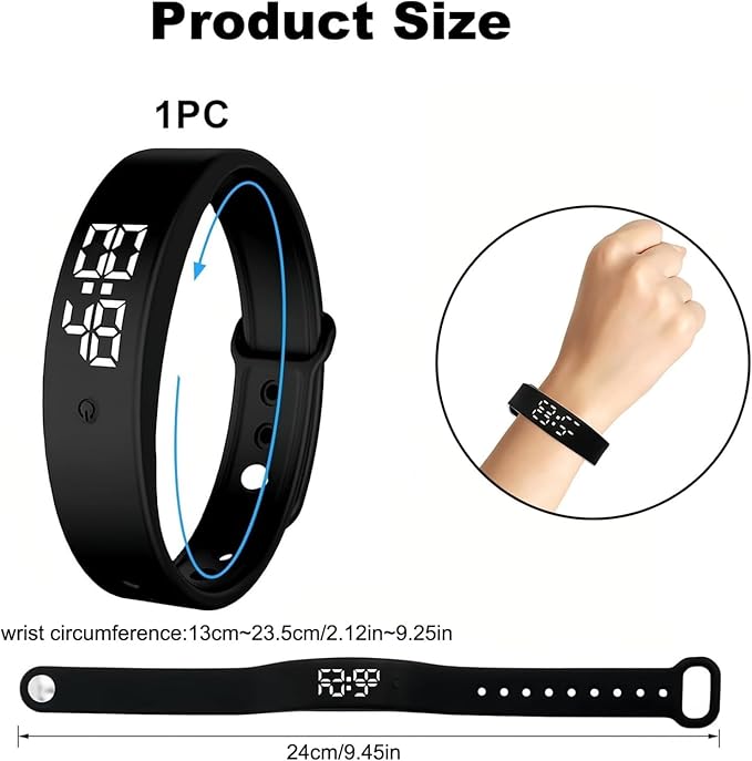 Vibrating Alarm Wristband Deaf People Watch Band Fit Sleeps Rise Silent Shock Clock Bracelet Bands for Heavy Sleepers Wearable Wrist Band That Won't Wake Partner Vibration Bed Shaker