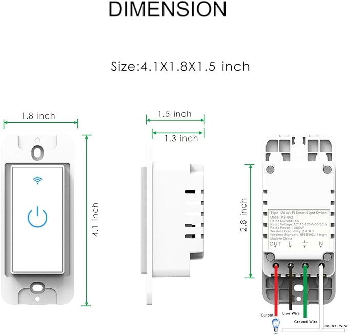 Double Smart Home Light Switch - Dual WiFi Wall Switch, Single Pole, Needs Neutral Wire - Compatible With Alexa Google Assistant