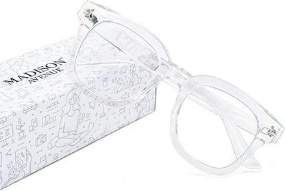 Madison Avenue Blue Light Blocking Glasses Oversized Fashion Blue Light Glasses for Women Anti Eyestrain & UV Protection Computer Eyeglasses (Clear)
