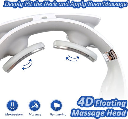 Neck Massager, 2026 2.0 Upgraded 4-Head Portable Neck Massager with Heat, 6 Modes 16 Levels for Home Relaxation & Personal Comfort, Ergonomic Design, Portable, Lightweight