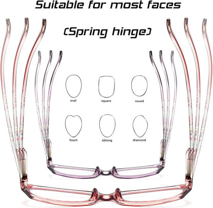 Reading Glasses for Women with Spring hinges 1.00 Blue Light Blocking Lenses, Black/Blue Frame Readers with Case