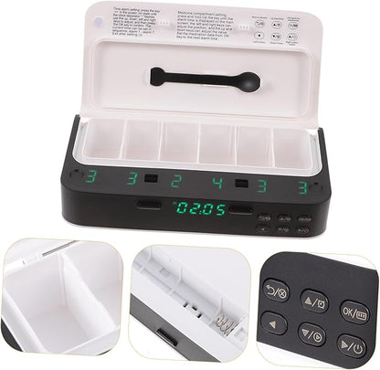Gatuida 1pc Portable Electronic Medicine Organizer Alarm Reminder for Elderly Timed Dispenser Travel-Friendly Design and Easy to Clean Helps Manage Medication Schedule