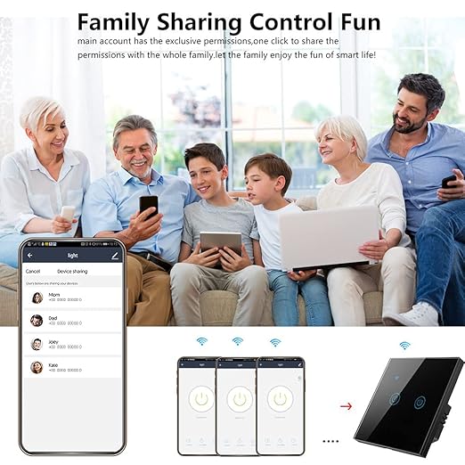 Homekit Smart Light Switch,Glass Touch Panel, Works with Homekit,Siri Voice Control,Timing, Neutral line Needed,EU,10A (2 Gang)