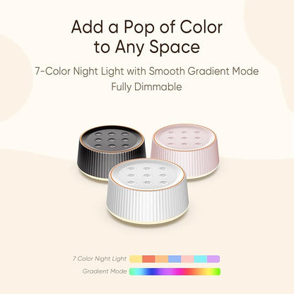Kipcush White Noise Machine for Sleeping Baby Adults – Sound Machine with 8 Night Light Colors, Tap Control, 6 Timer Settings, Auto-Off & Memory, Portable Sleep Soother for Home & Travel