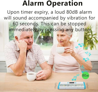 Automatic Medicine Dispenser - 7 Alarms (Beep, Vibration, Light), Large Compartments, Moisture-Proof, Portable Pill Organizer with Large Screen & Indicator Lights