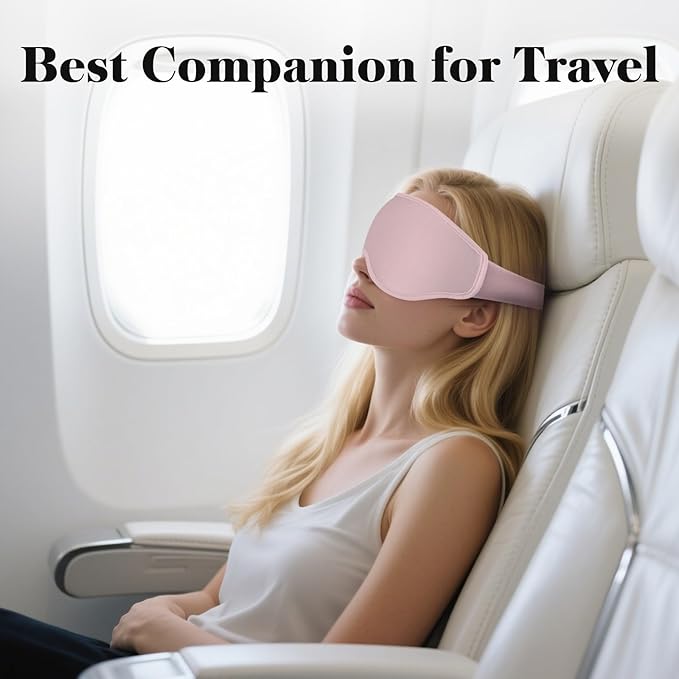 3D Eye Mask Sleep Mask for Men & Women, 100% Pressure-Free & Light Block-Out Eye Mask for Sleep with Easy Adjustable Strap, Night Eye Cover for Travel, Pink