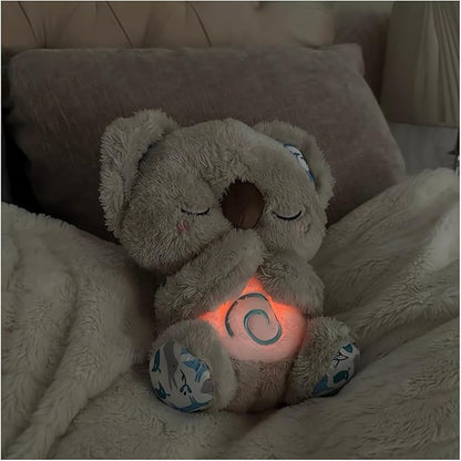 Breathing Koala Stuffed Animal - Anxiety Relief Plush with Musical Lights & Rhythmic Breathing Motion for Adults and Kids (Grey)