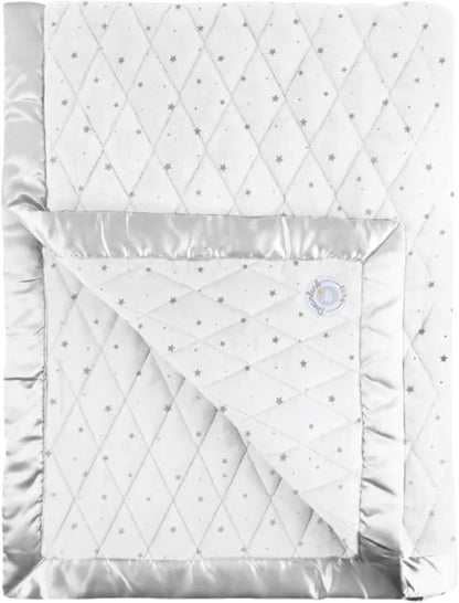Dreamland Baby 4lb Weighted Blanket for Kids. Breathable Dual Fabrics with Minky Cooling Side & Cozy Microfleece on Reverse. Mom-Owned US Business, Premium Materials (White with Grey Stars)