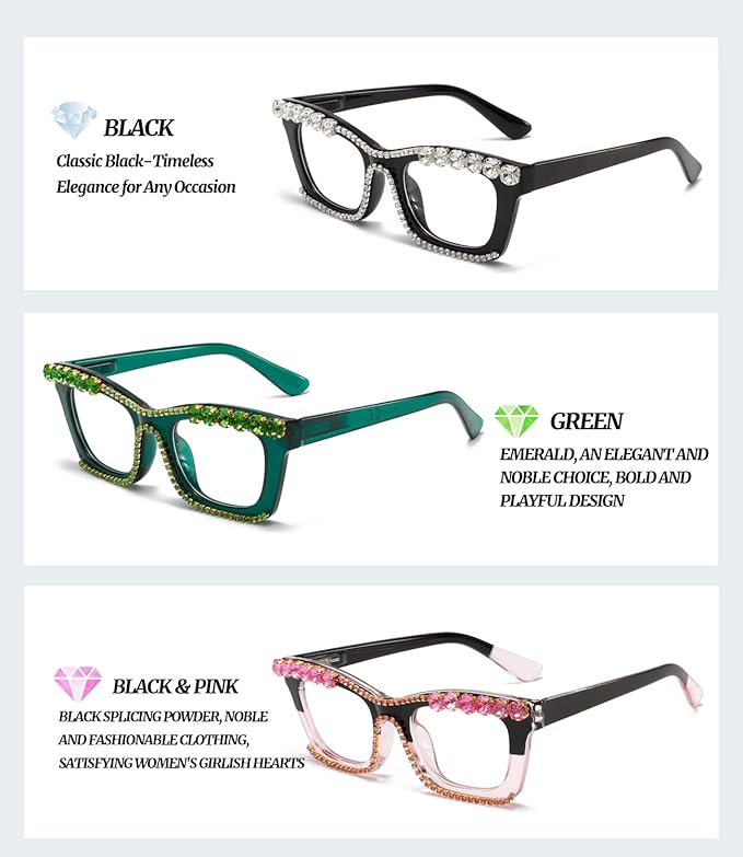 Hubeye Oprah Style Reading Glasses for Women Men Blue Light Blocking Computer Square Readers with Spring Hinge