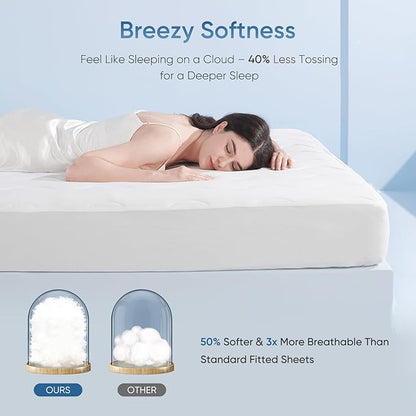 Elegear Queen Cooling Mattress Pad for Hot Sleepers, Waterproof Cold Mattress Topper with TriSupport 3D Tech Balanced Support & Enhanced Breathability, Soft Fluffy Bed Protector Deep Pocket Up to 16"