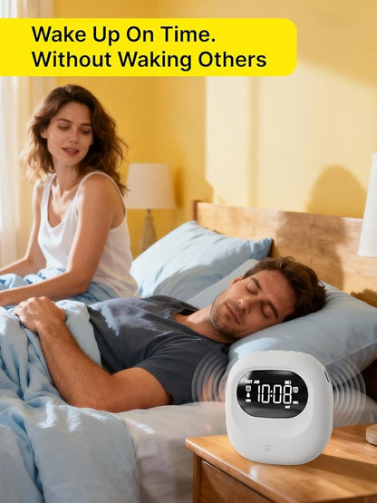 ROCAM Rechargeable Vibrating Alarm Clock Bed Shaker, 3000mAh Portable Travel Clock Under Pillow for Teens, Deaf People, Heavy Sleepers, Adults – 160-Day Standby, Great for Bedroom or Dorm Use, White