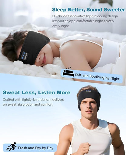 LC-dolida Sleep Headphones Ear Warmer Headband Bluetooth 5.4, Cold Weather Winter Headband Ear Covers for Gift Workout Ski Running Cycling