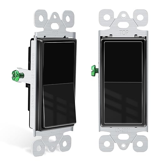 Greencycle Black Single Pole Rocker Light Switch,100PCS Paddle Light Switch 15 Amp,Sp Switches White,120V-277V AC,On/Off Wall Switches, Residential/Commercial Grade,Home & Office,UL/CUL