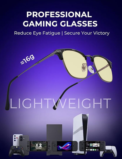 Blue Light Glasses | Men Browline Gaming Glasses | Anti Eye Strain & Migraine Blue Blocker Eyeglasses