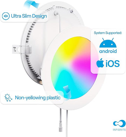 INFIBRITE 6 Inch WiFi Smart 12W 1100LM LED Recessed Ceiling Light, Dimmable, Alexa/Google, Wet Rated