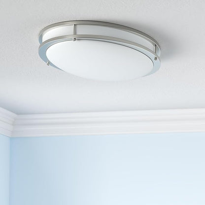ASD LED 32" Oval Flush Mount Lighting, Close to Ceiling Light Fixture | 3CCT, Dimmable, Energy Star, ETL Listed | 45W 3750LM 3000-5000K 100-277V | Low Profile Double Ring Lamp | Nickel