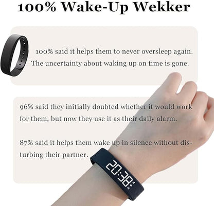 Wake-Up Alarm Band, Quiet Wake Up Alarm Band for Men Women, Original Smart Rising Alarming Bands Vibration Wake-Up Silent Wristband for Deep Sleepers, for Happier Morning (White)