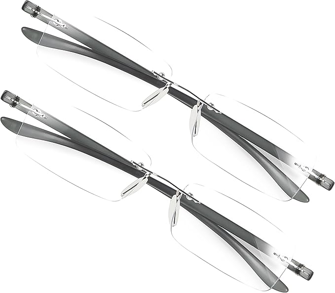 Bhigh 2 Pack Reading Glasses Blue Light Reading Glasses men's reading glasses for women Frameless Computer Reading Glasses