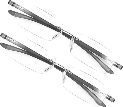 Bhigh 2 Pack Reading Glasses Blue Light Reading Glasses men's reading glasses for women Frameless Computer Reading Glasses