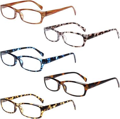 Henotin 5-Pack Reading Glasses Blue Light Blocking Anti Eyestrain Computer Reading Glasses for Women and Men Readers (5 Pack Mix Color, 2.50, Diopters)